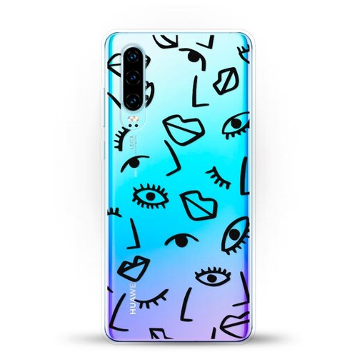фото Силиконовый чехол глаза и губы на huawei p30 andy & paul