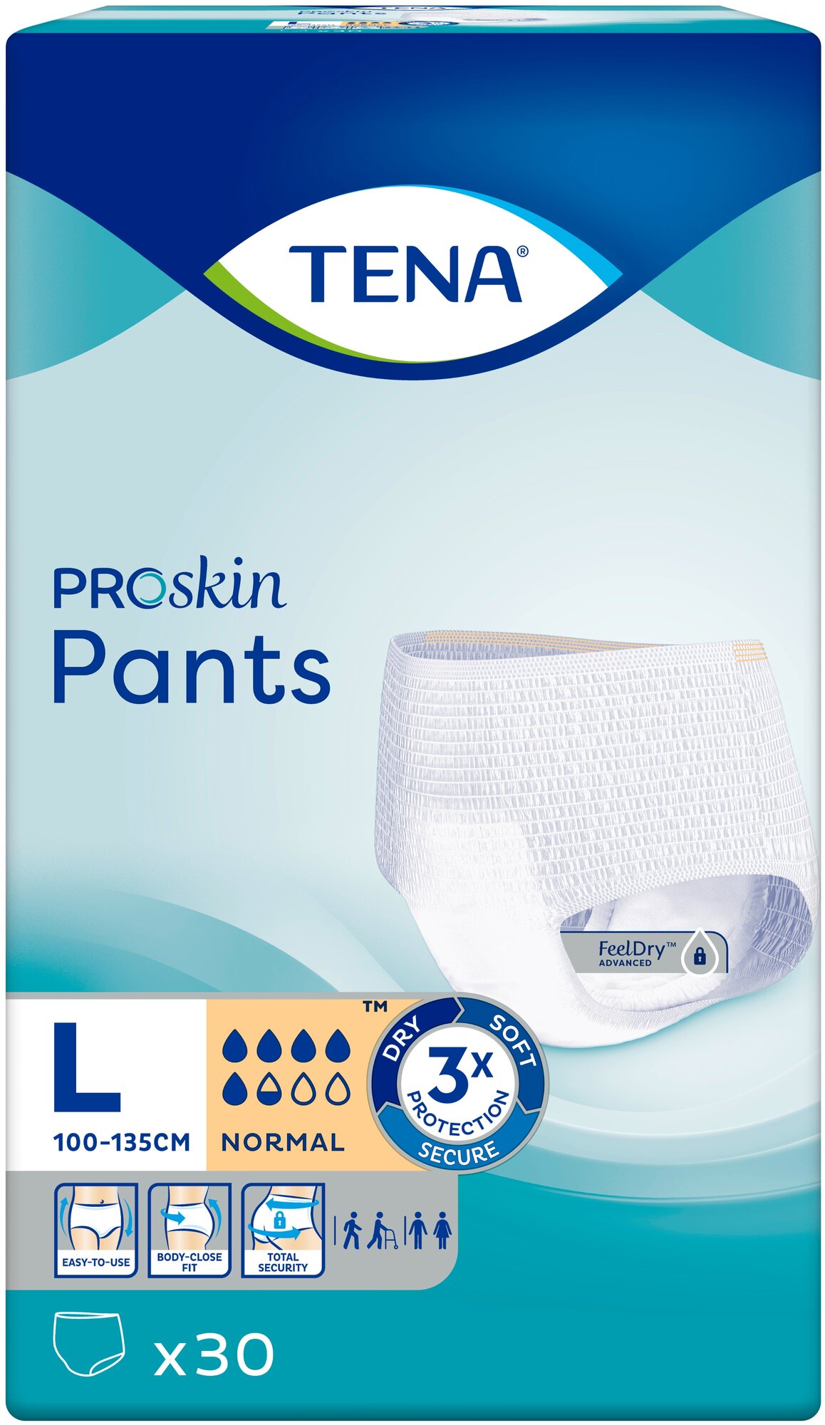 Tena Подгузники-трусы Tena ProSkin Pants Normal Large, объем талии 100-135 см, 30 шт.