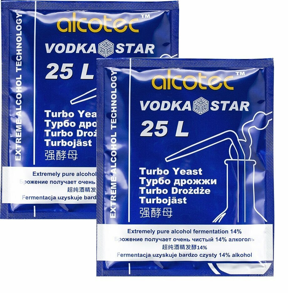 Дрожжи спиртовые Alcotec Vodka Star 25L, 2 шт. 132 гр.