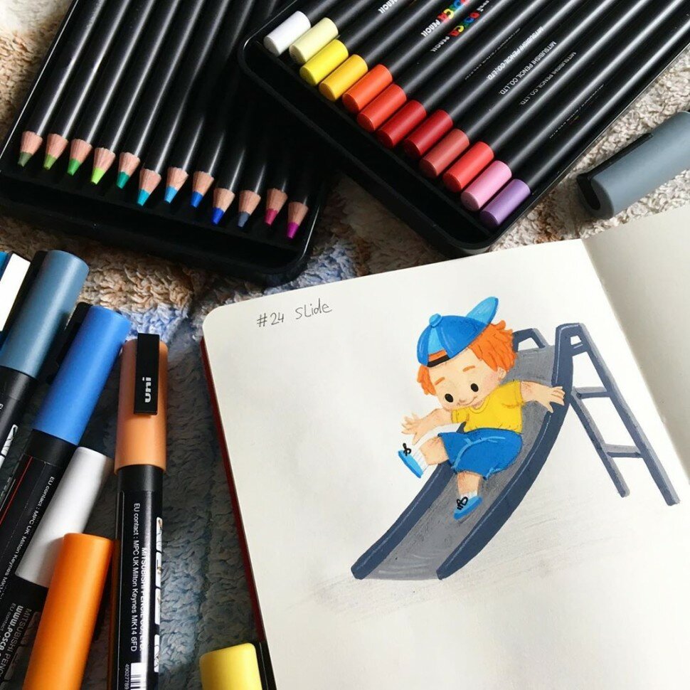 Набор карандашей цветных UNI "POSCA" 36 шт - фото №13