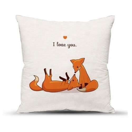 фото Подушка декоративная с фотопечатью, смесовая ткань; лисички; размер 40 х 40 традиция