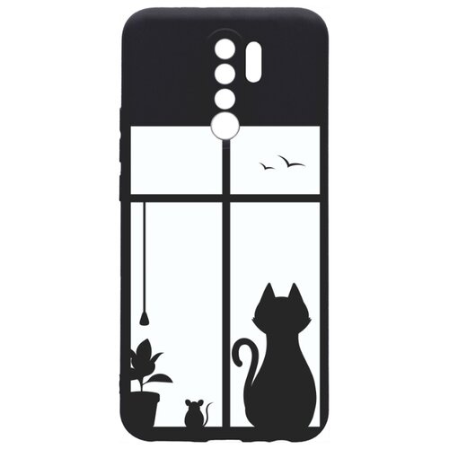 фото Re:pa чехол - накладка soft sense для xiaomi redmi 9 с 3d принтом "cat and mouse" черный