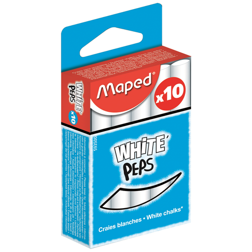 Maped Мелки белые Maped White'Peps, в наборе 10 штук, круглые, специальная формула 