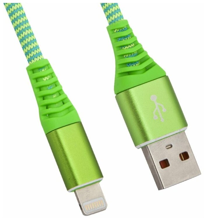 USB кабель "LP" для Apple 8 pin "Носки" (зеленый/блистер)