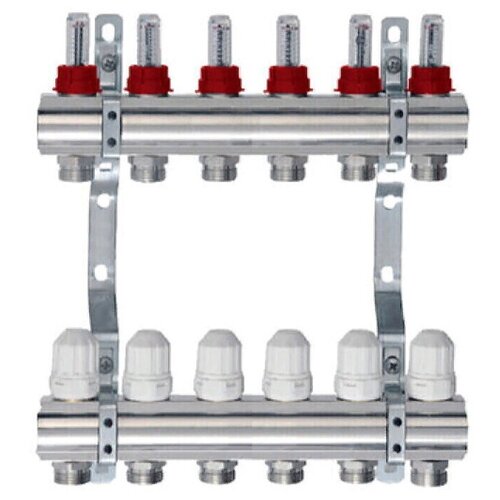 Коллекторная группа Tim (KD006) 1 ВР, 6 отводов 3/4, расходомер 6 1 3/4 24
