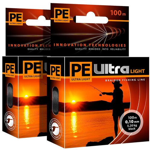 фото Плетеный шнур pe ultra light black 0,10mm, набор 2шт. по 100m aqua