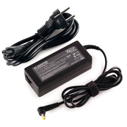 фото Блок питания (зарядка) iqzip для ноутбука acer 19v 3.42a (65w), штекер: 5.5 x 1.7 мм, (с сетевым кабелем), pn: adp-65jh