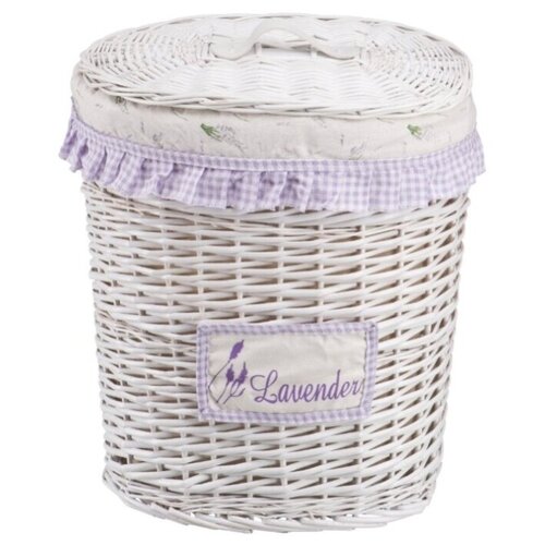 фото Корзина бельевая овальная "лаванда", д390 ш270 в450, белый natural house
