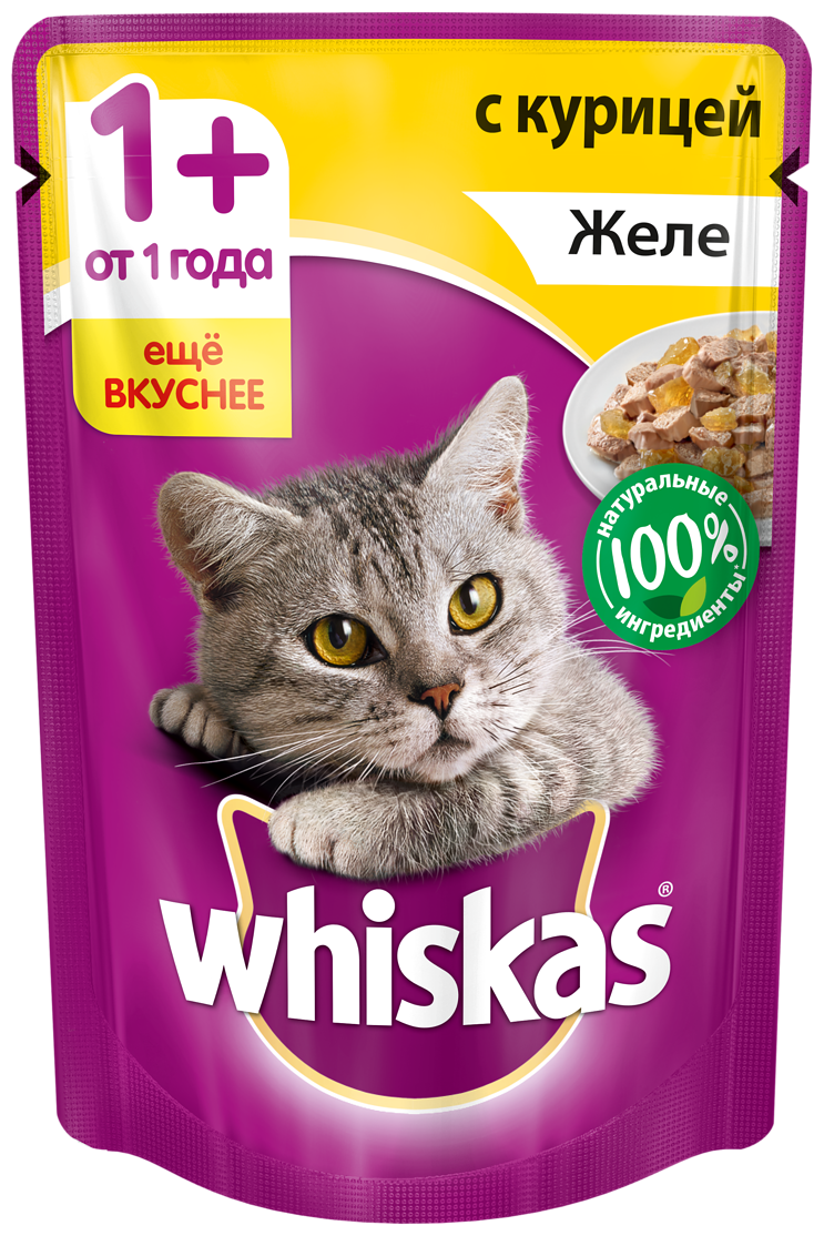 Влажный корм для кошек Whiskas курица 28 шт. х 75 г (кусочки в соусе ...