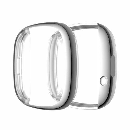 Защитный чехол для Fitbit Versa 3/Sense - серебристый гибкий защитный чехол из тпу для часов fitbit versa 2 3 sense матовый бампер устойчивый к царапинам легкий корпус