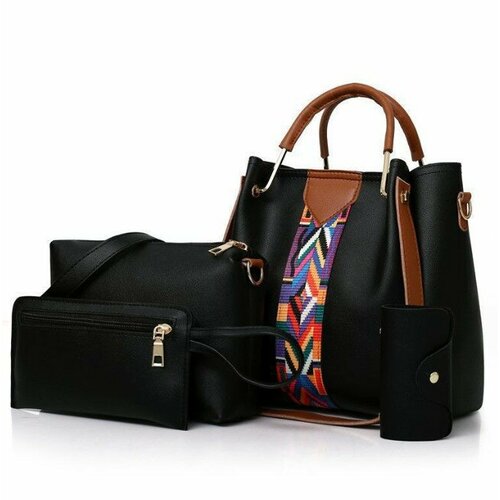 Сумка  авоська , фактура гладкая, черный