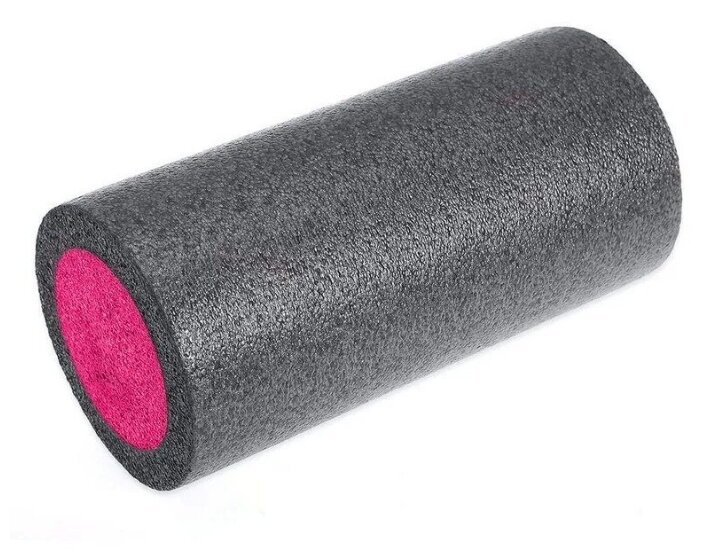 PEF30-3 Ролик для йоги полнотелый 2-х цветный (черно/розовый) 30х15см. (B34491)