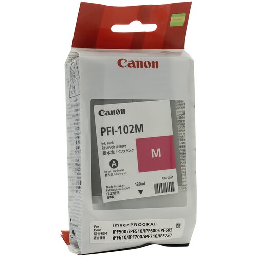 Картридж Canon PFI-102M (0897B001), пурпурный картридж myink для canon pfi 102m ipf 500 600 700 magenta 130 ml dye