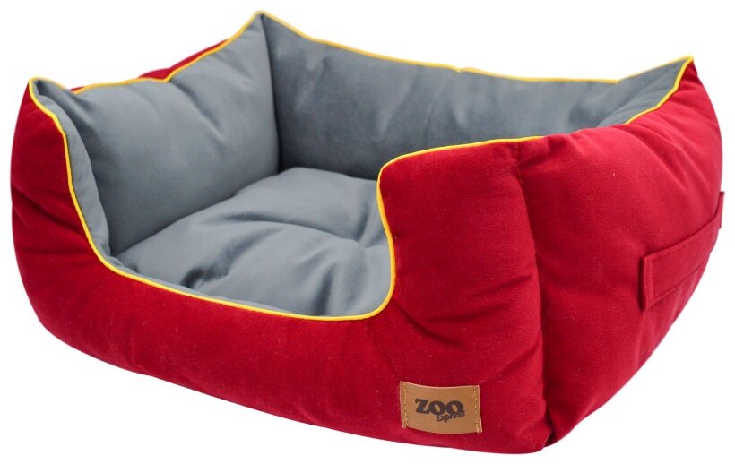 Лежак пухлик для собак и кошек ZOOexpress, 67х48х25 см, бордо/серый