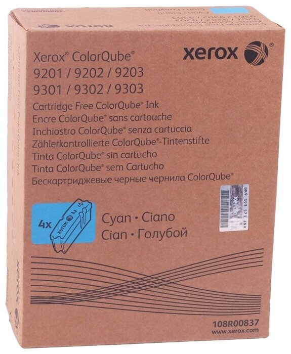 Твердые чернила Xerox 108R00837, для Xerox ColorQube 9201, Xerox ColorQube 9202, Xerox ColorQube 9203, Xerox ColorQube 9301, Xerox ColorQube 9302, ..., голубой, 37000 стр.