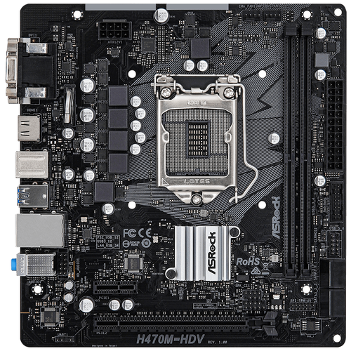 Материнская плата ASROCK H470M-HDV, LGA 1200, Intel H470, mATX