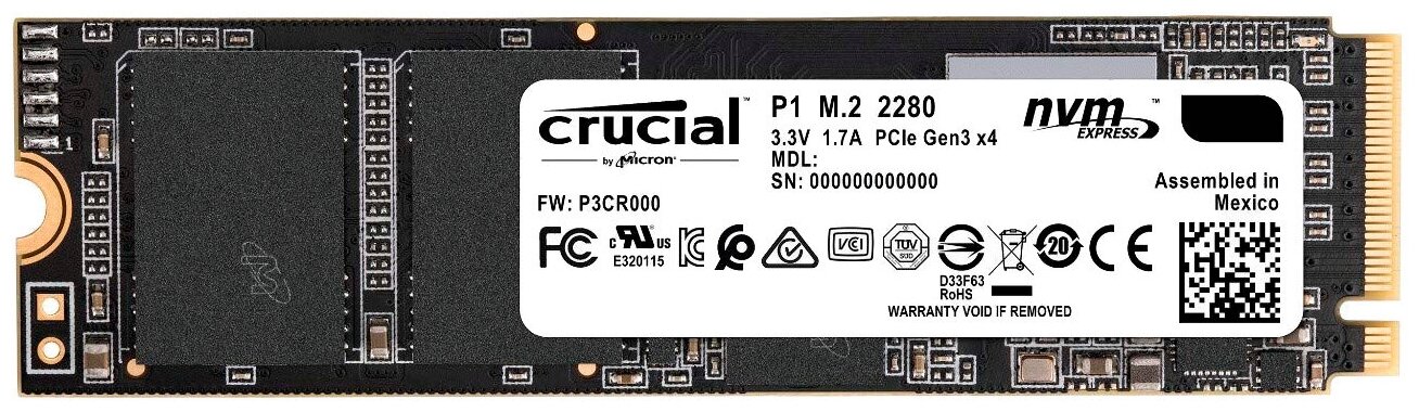 Твердотельный накопитель Crucial P1 2 ТБ M.2 CT2000P1SSD8