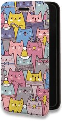Дизайнерский горизонтальный чехол-книжка для Iphone 12 Mini Коты