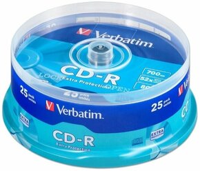 Диск CD-R Verbatim 700Mb 52x Extra Protection 25 шт. cake box
