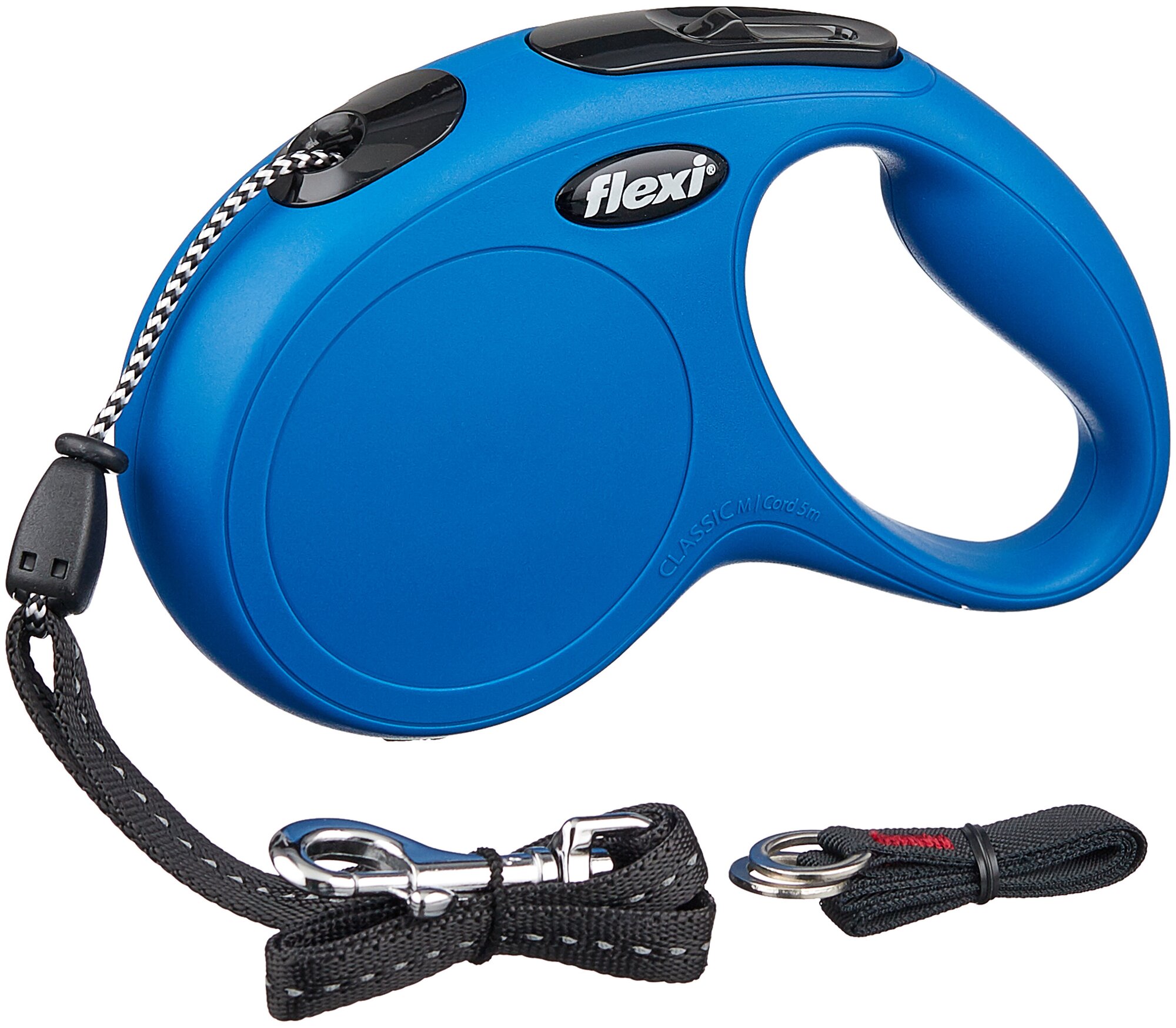 Поводок-рулетка для собак Flexi New Classic M тросовый синий 5 м до 20 кг - фотография № 5