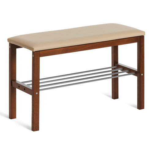 Банкетка TetChair BERYL, дерево / экокожа, 67*31*49 см, темный орех/бежевый