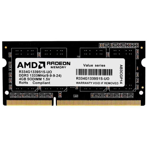 Оперативная память AMD 4 ГБ DDR 1333 МГц SODIMM CL9 R334G1339S1S-UO