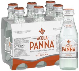 Минеральная вода Acqua Panna негазированная, стекло, 6 шт. по 0.25 л