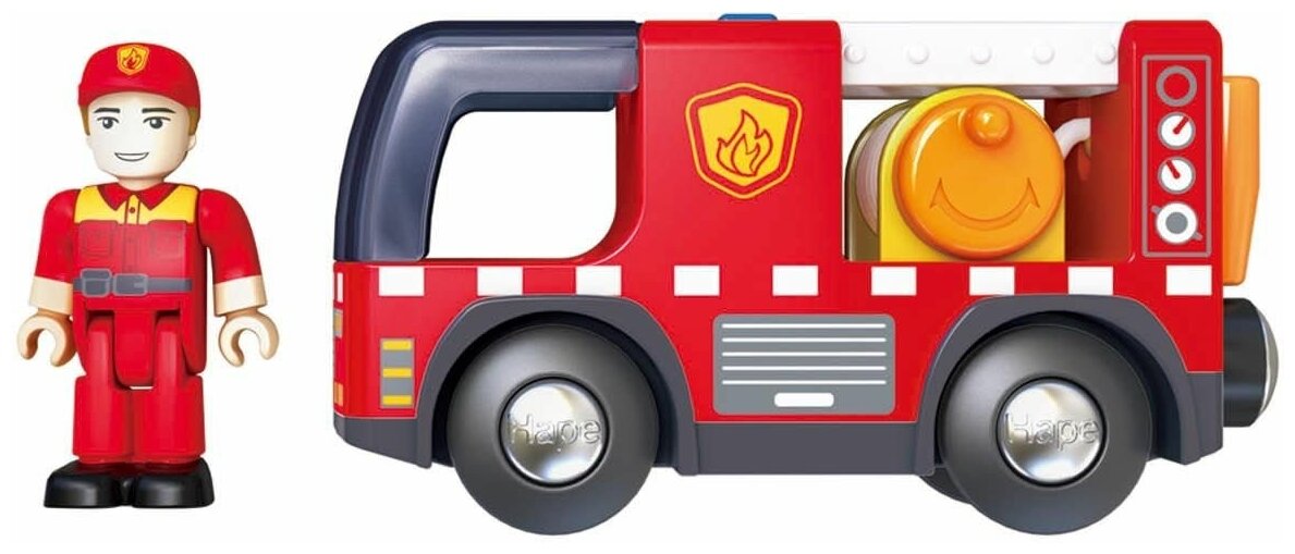 фото Набор машин Hape Пожарная машина с сиреной E3737, 9.5 см