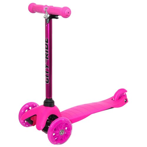 фото Самокат детский трехколесный тм city-ride, дека: pp+нейлон, колеса pu 110/76, руль алюминиевый телескопический анодированный, цвет розовый