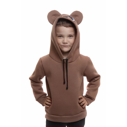 фото Толстовка dael kids, размер 116, коричневый, бежевый