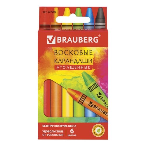 Купить BRAUBERG Восковые карандаши утолщенные Академия 6 шт (227286)