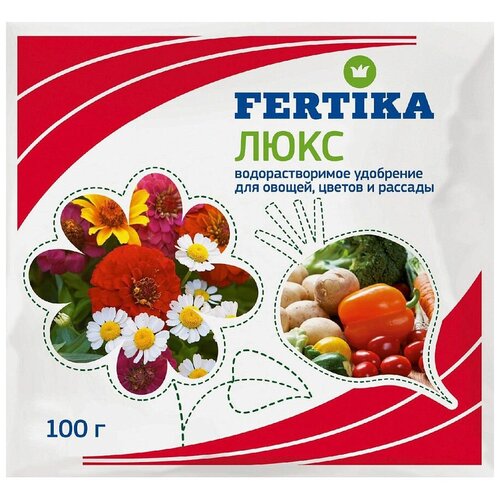 Удобрение FERTIKA Люкс для овощей, цветов и рассады, 0.1 л, 0.1 кг, 1 уп. удобрение для садовых и комнатных цветов водорастворимое fertika kristalon цветочный 100 г