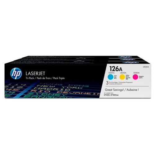 Картридж HP HP 126A 3-pack Cyan/Magenta/Yellow (CF341A), 1000 стр, многоцветный