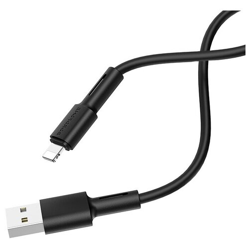 Кабель Borofone USB - Lightning (BX31), 1 м, 1 шт., черный чехол задняя накладка для apple iphone 11 pro max матовый силикон черный apple iphone 11 pro max