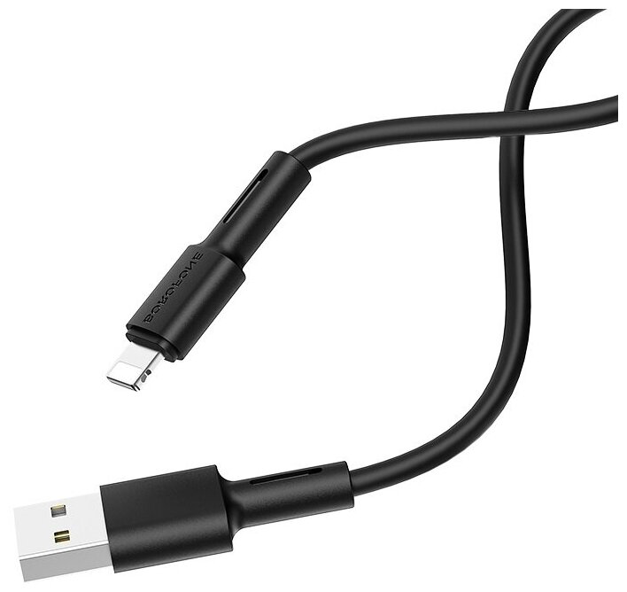 Кабель быстрой зарядки и передачи данных USB для iPhone Lightning силикон 2.4А длина 1м BOROFONE BX31