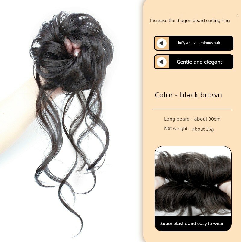 Премиум-версия крупного объемного заколки-бант с драконьими волосками для женщин в черно-коричневом с натуральной