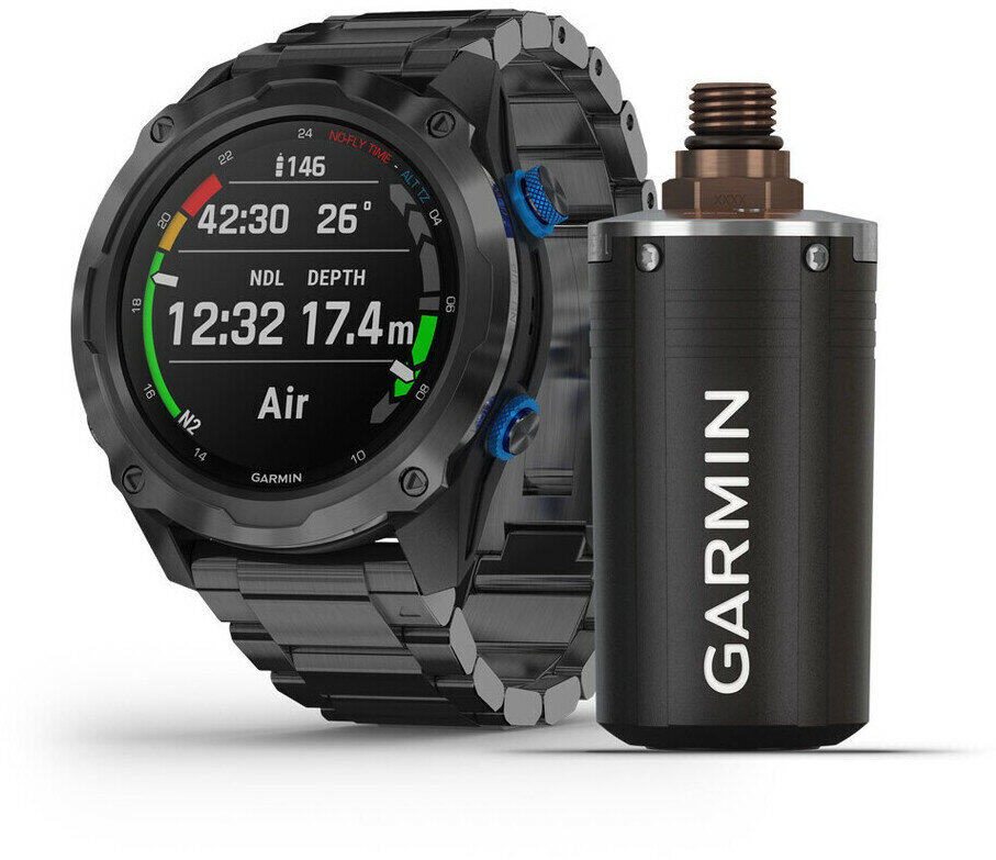 Умные часы Garmin Комплект Descent Mk2i титановые с DLC-покрытием, титановый ремешок + силиконовый 010-02132-12 + датчик Descent T1