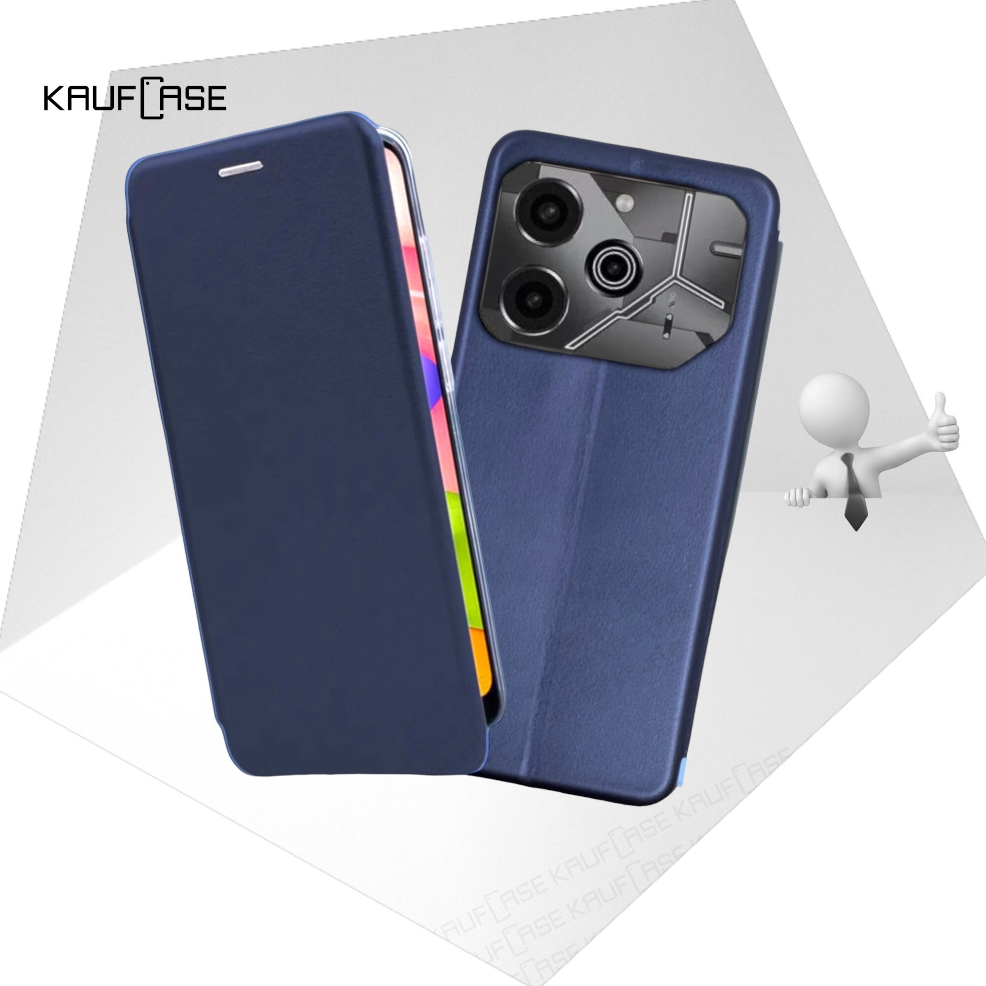 Чехол книжка для телефона Tecno Pova 6 4G/Pova 6 Pro (LI9) (6.78"), темно-синий. Текстура под кожу