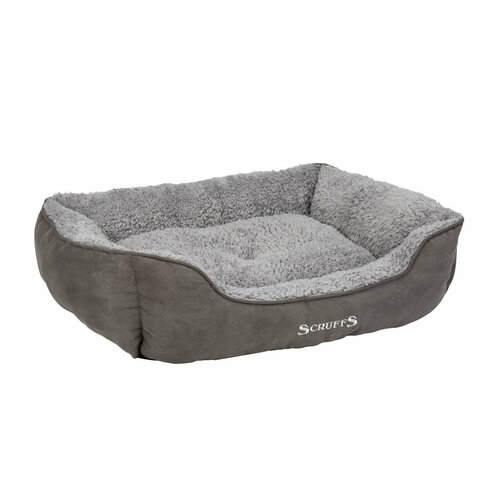 Лежанка для собак с бортиками SCRUFFS "Cosy", плюшевая, серая, 75х60х16см (Великобритания)