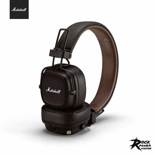 Наушники беспроводные накладные с микрофоном Marshall Major IV большая полноразмерная bluetooth гарнитура коричневые 13990₽