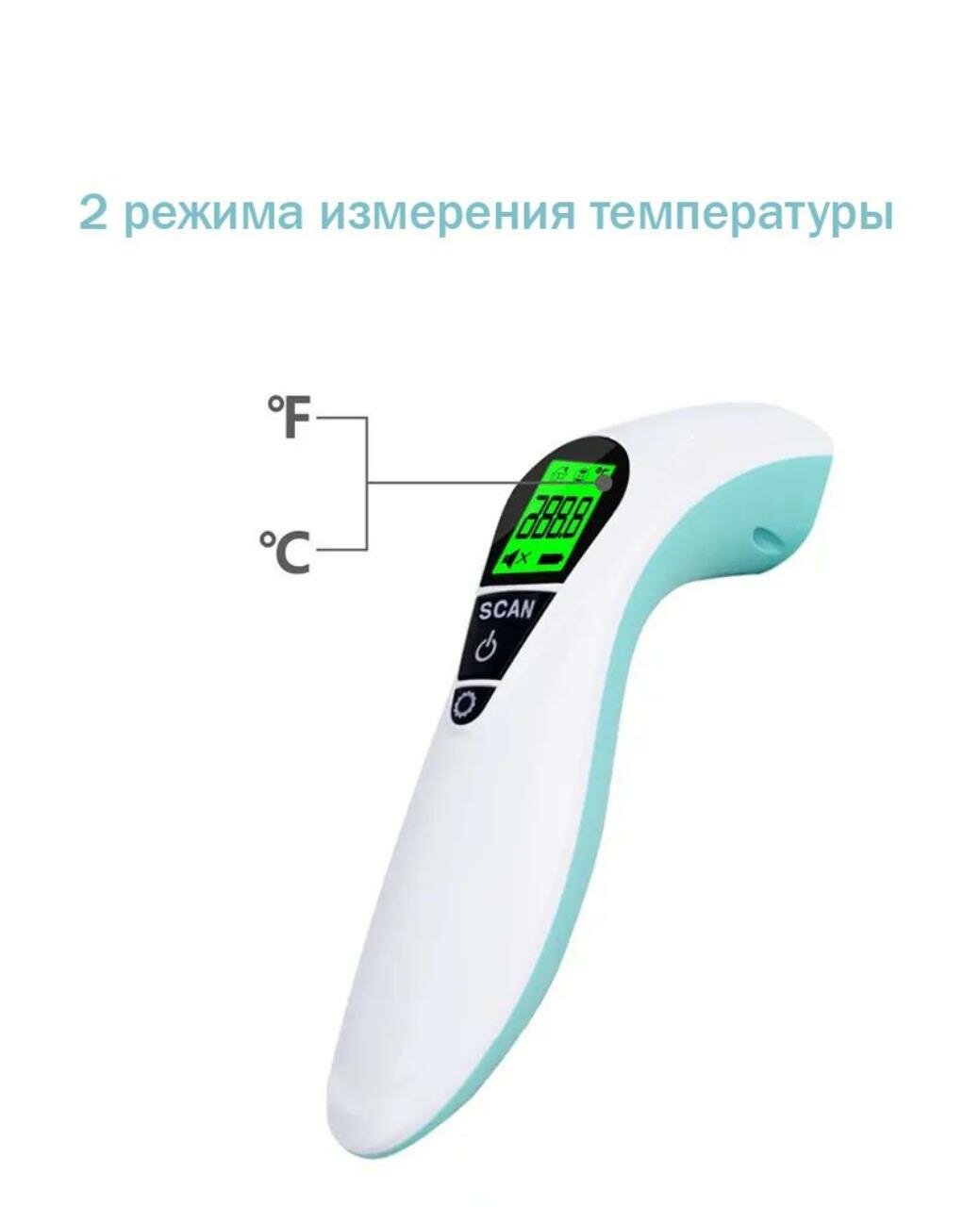 Изображение Термометр Просто Полезно 2в1, инфракрасный, бесконтактный, с подсветкой, пластик