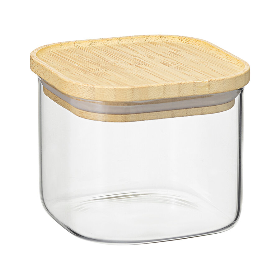 Банка для хранения чая 600 мл с крышкой квадратная Glass Bamboo Smart Solutions SS0000158 — фото 1