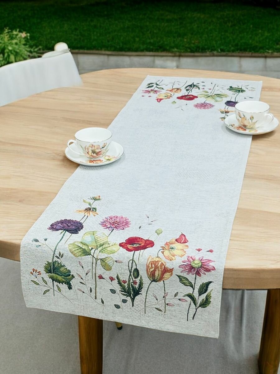 Дорожка для стола Le Gobelin Акварельные маки фон 45х140 см