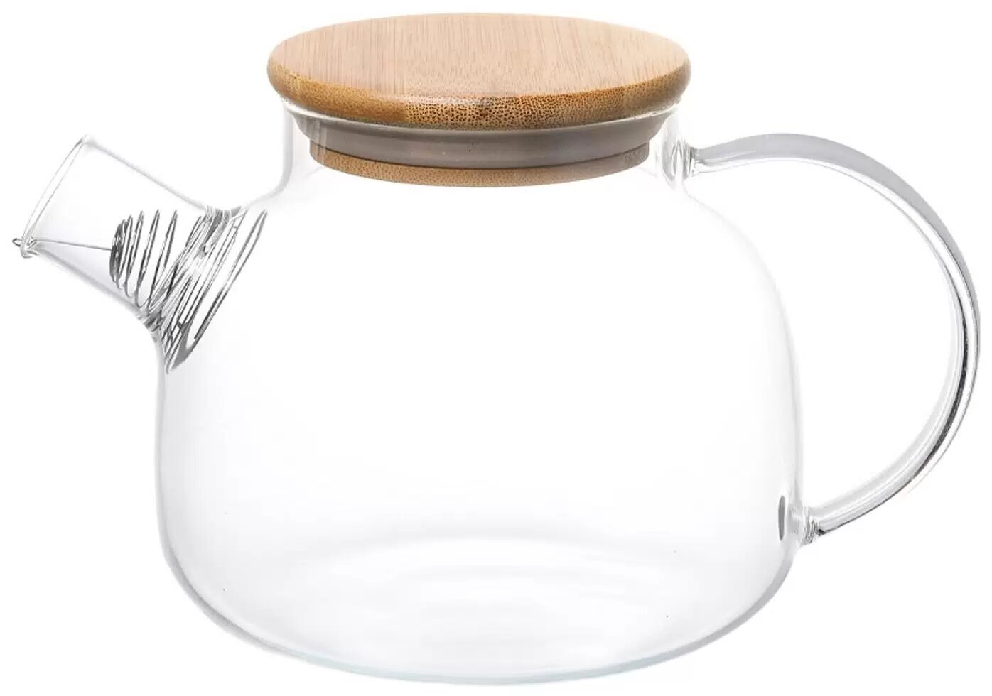 Чайник заварочный из термостойкого стекла с деревянной крышкой и с фильтром 800мл