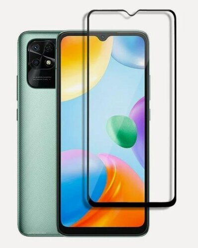 Изображение товара Защитное стекло для Xiaomi Redmi 10C / Poco C40 на весь экран с черной рамкой