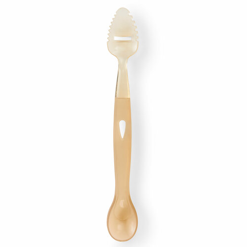 15075 Ложка для кормления детская Happy Baby ложка двусторонняя для прикорма для фруктов и овощей бежевая 509₽
