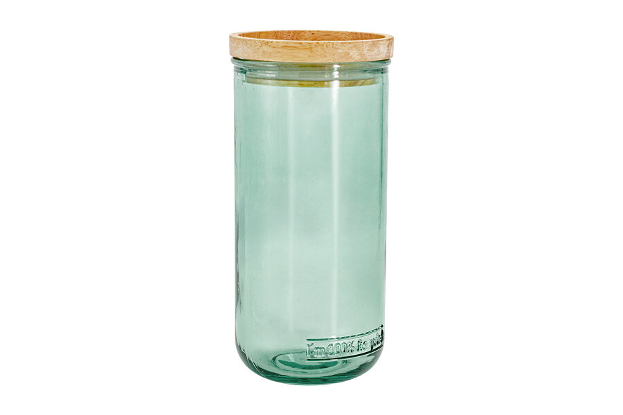 Банка для сыпучих продуктов, 820 мл, стекло, дерево, зеленая, Jars
