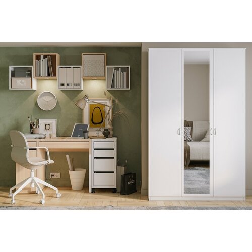 Шкаф распашной Лайт-3 Белый для одежды трёхдверный 120*200*40 Мегамебель