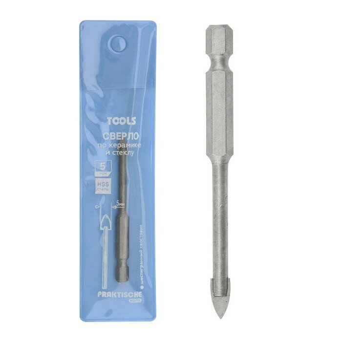 Сверло по керамике и стеклу 50 мм PRAKTISCHE TOOLS шестигранный хвостовик