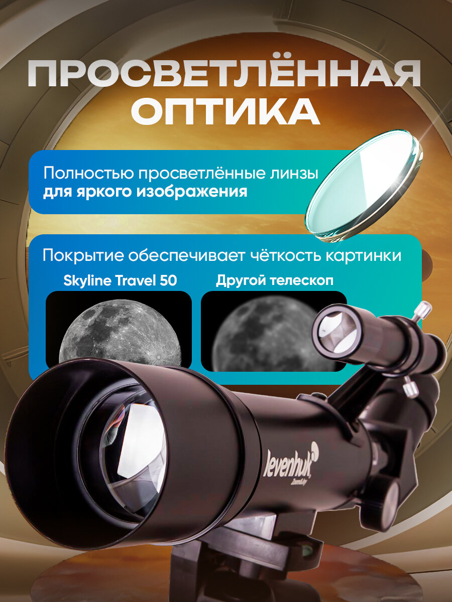 Телескоп Levenhuk (Левенгук) Skyline Travel 50 - фото №3